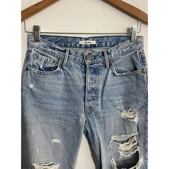 Grlfrnd 27 Jeans Helena High Rise Distressed Guess Again Straight Crop - Picture 4 of 8